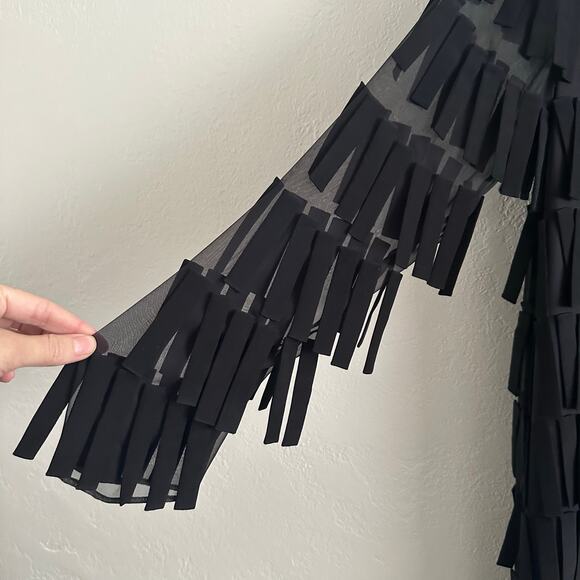 Valentino Voile Fringed Mini Shift Dress size IT 38 Long Sleeve - Picture 5 of 10